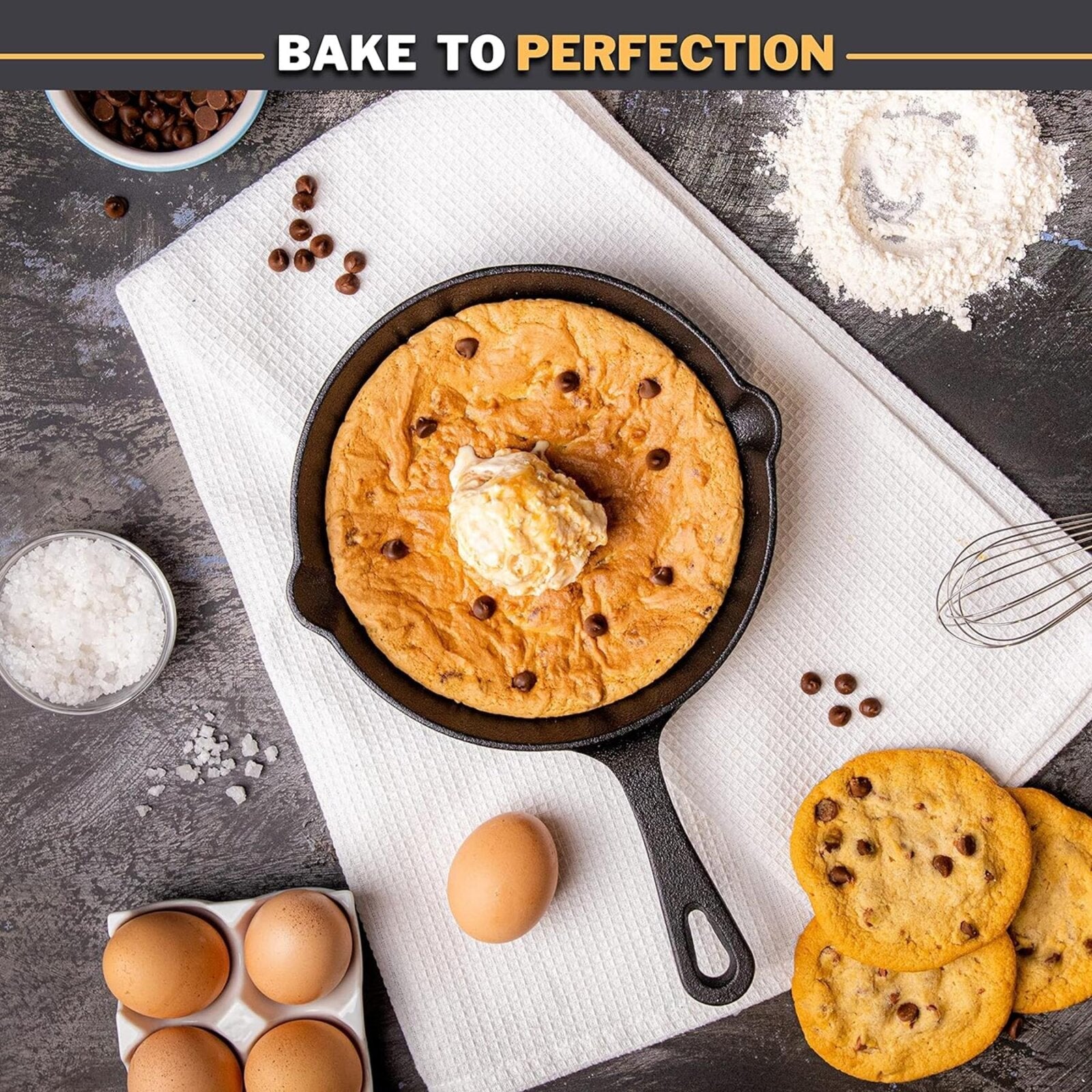 Bake to perfection with the nuovva pre-seasoned cast iron skillet set 