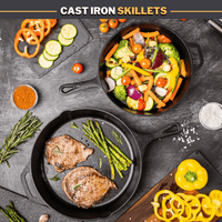 Pre-seasoned cast iron skillet set for cooking