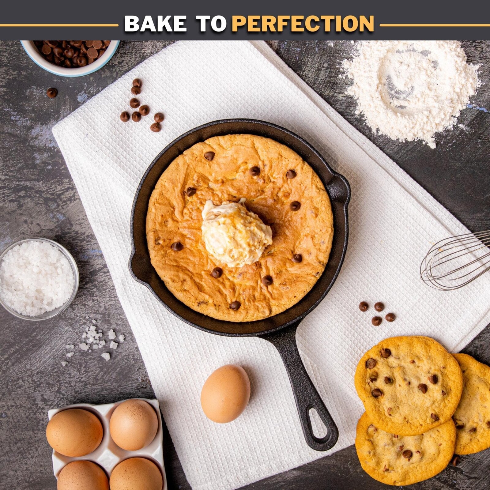 Bake to perfection with nuovva cast iron skillet with handle 