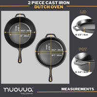 2pcs cast iron Dutch oven with pot and lid 