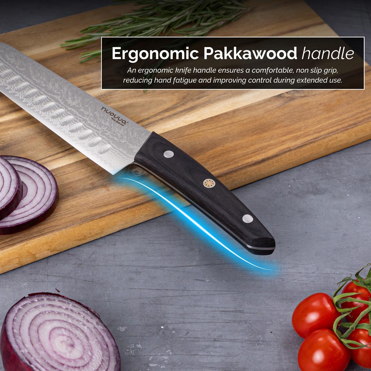 67-Layer Japanese Steel Damascus Style Santoku Knife with Rosewood Han