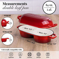 Enamelled Cast Iron Dutch Oven – Double Loaf Bread Baker, Oven Safe 16.5cm, Red