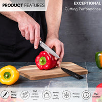 High carbon stainless steel kitchen knife with edge retention and exceptional cutting performance. 