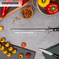 Nuovva kitchen knife sharpening rod - 10inch honing steel 