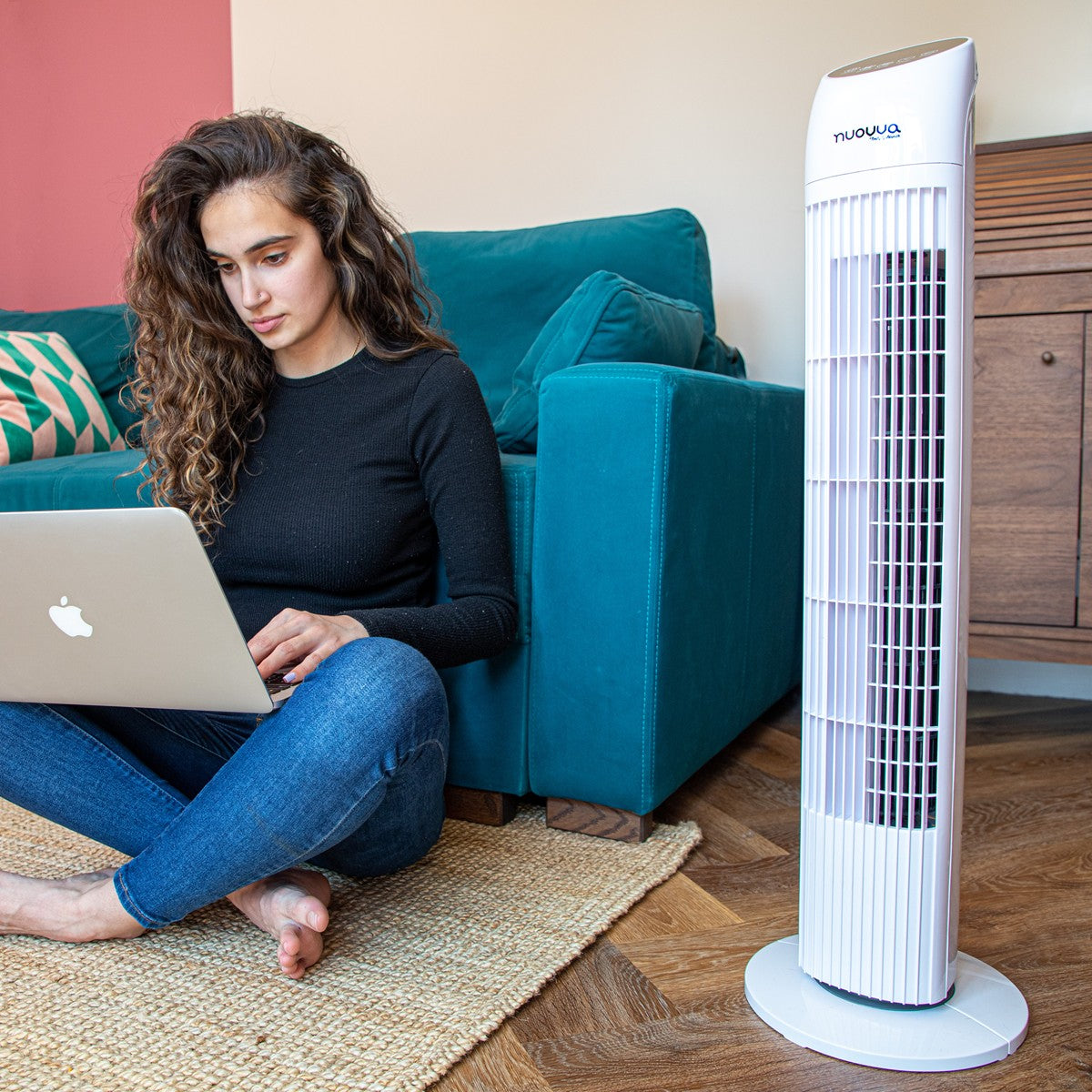 33-Inch Oscillating Tower Fan with Remote - White