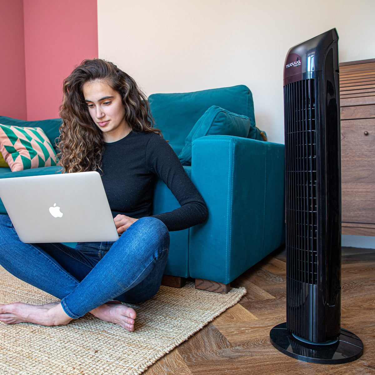 33-Inch Oscillating Tower Fan with Remote - Black