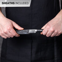 Nuovva set of stainless steel kitchen knife with protective sheath and ergonomic handle