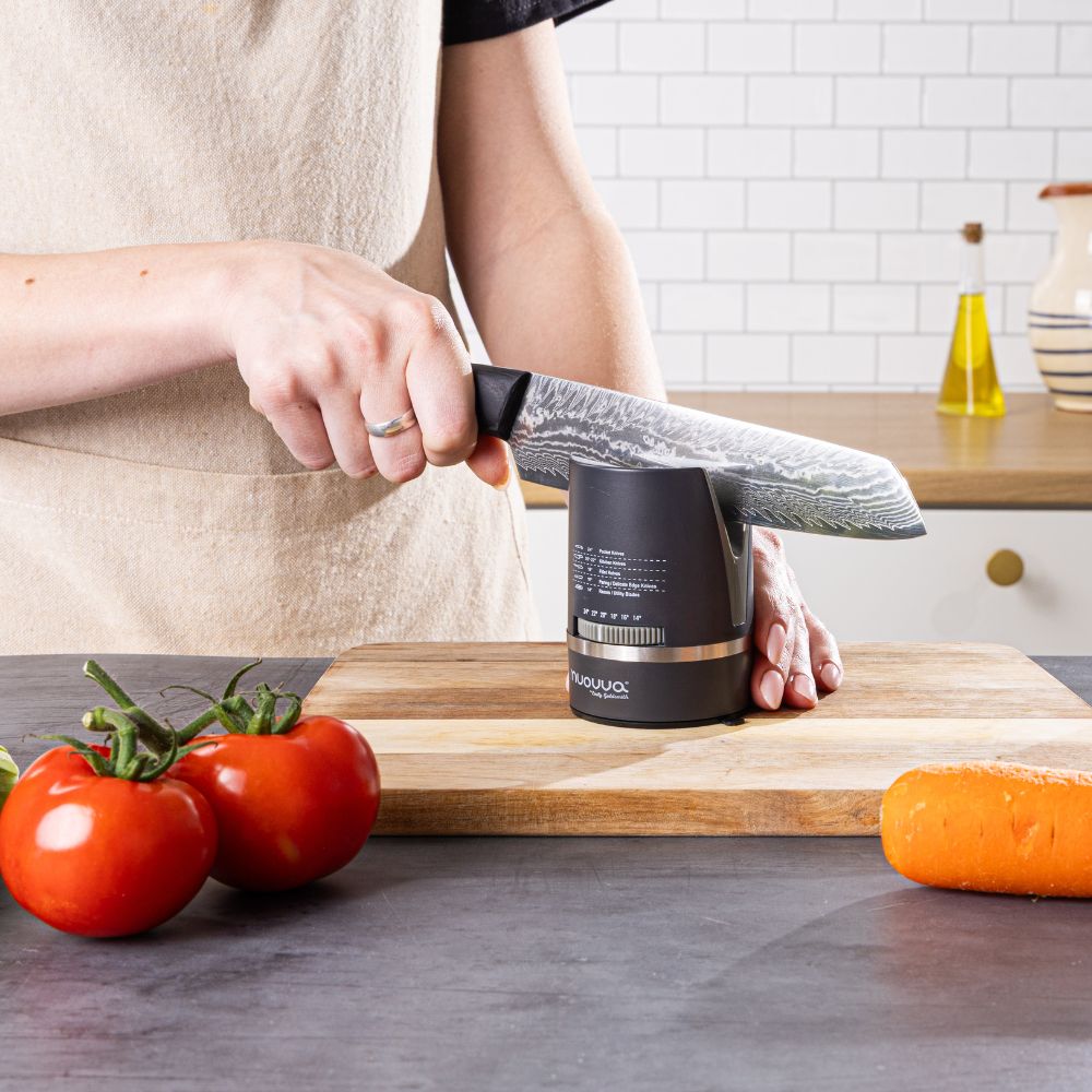 Kitchen Knife Sharpener with Suction Base, Hands-Free, Adjustable Angle, Sharpens Knives - Grey