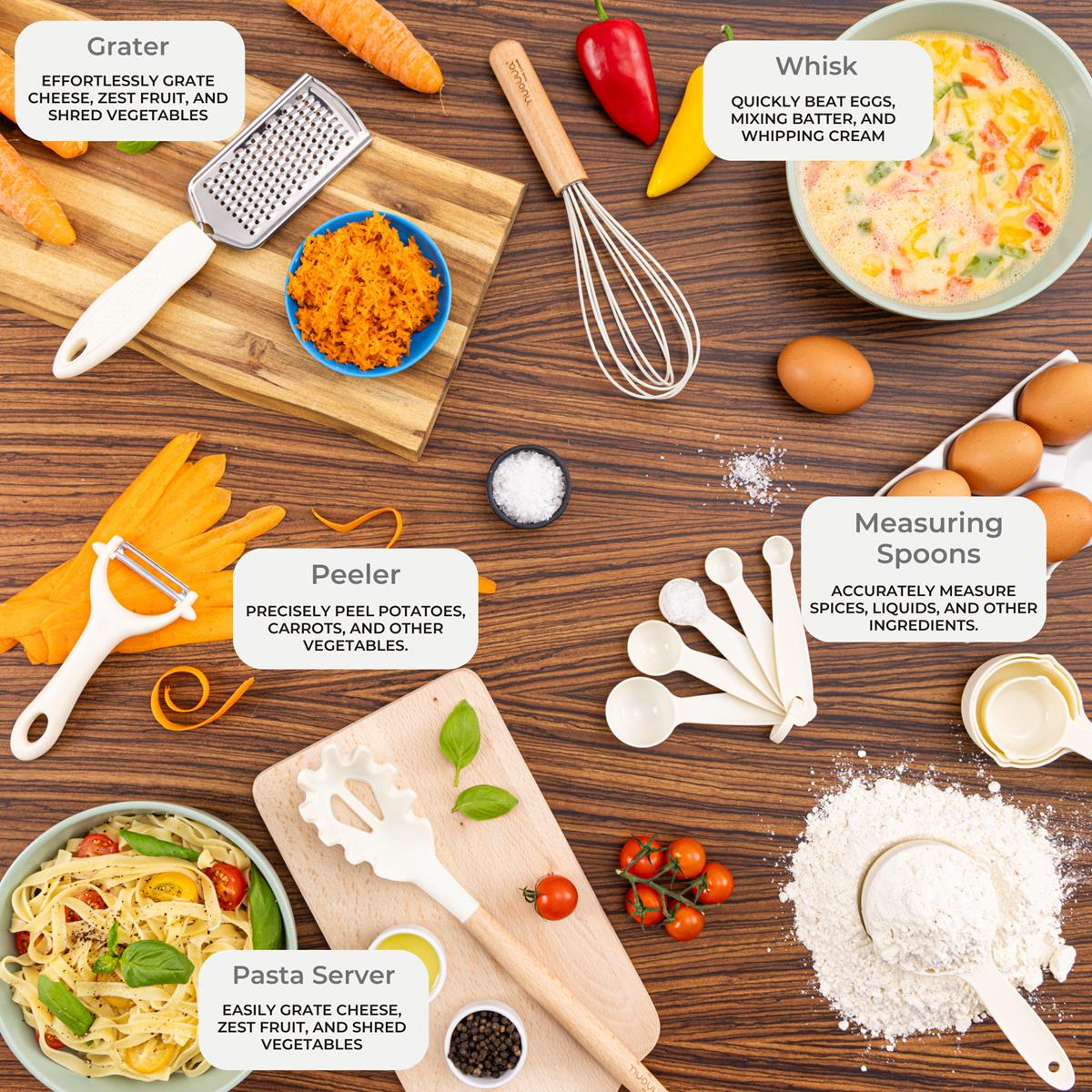 35-Piece Non-Stick Silicone Cooking Utensils Set - Cream