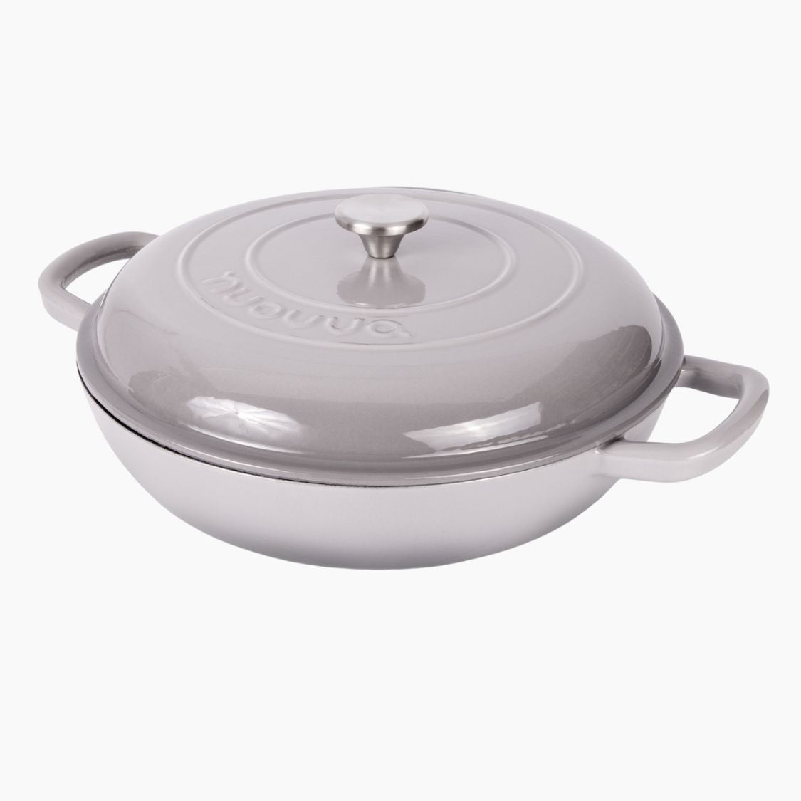 Nuovva cast iron casserole pot with lid for oven safe cooking and induction-safe cooking. 