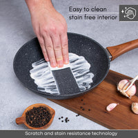 Nuovva grey granite easy to clean stain free frying pan with scratch and stain resistant technology