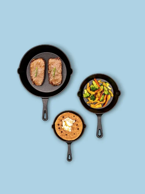 Nuovva cast iron frying pans and skillets